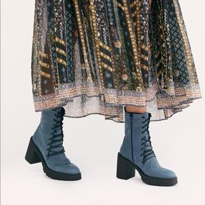 Free People Blue Dylan Lace-Up Boot